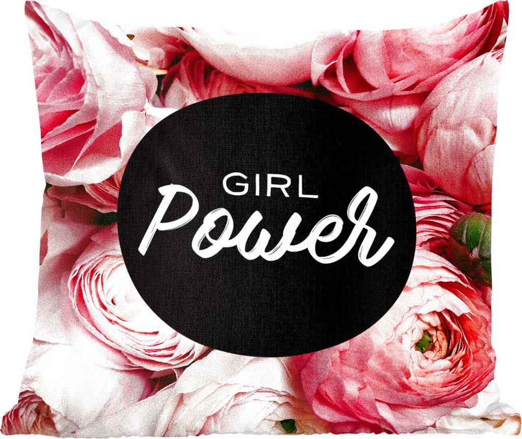 MuchoWow Zierkissen Sofakissen Wohnzimmer Dekokissen 50x50 cm Mädchenpower - Sprichwörter - Zitate - Komfort - Sofakissen