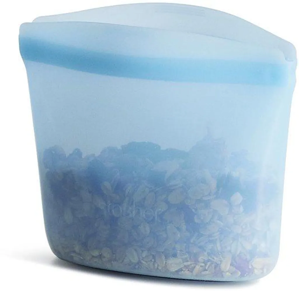 Sac de cuisine anti-fuite en silicone bleu, fini le plastique jetable