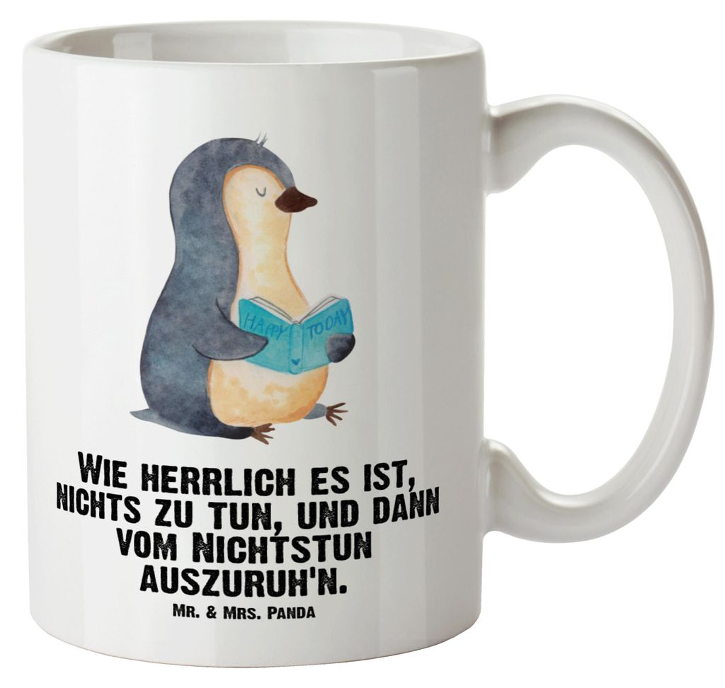 Mr. & Mrs. Panda Haferl Pinguin Lachen - Weiß - Geschenk, Große Tasse, Keramikbecher, Funny, Optimismus, steingut, Pott, Haha, weisse, Teetasse, ...