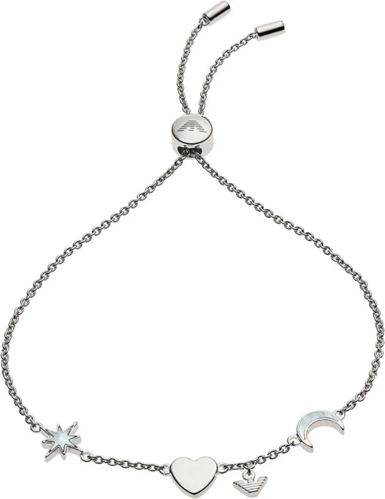 Emporio Armani EG3389040 Bracelet Argent à Motifs Étoile Lune Cœur 22,5cm
