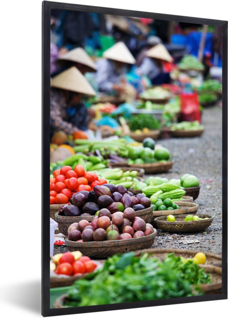 MuchoWow Gerahmtes Poster Markt in Hoi An in Vietnam 20x30 cm - Poster mit Schwarzem Bilderrahmen Wandposter Rahmen Foto Bilder - Drucken - Bilde...