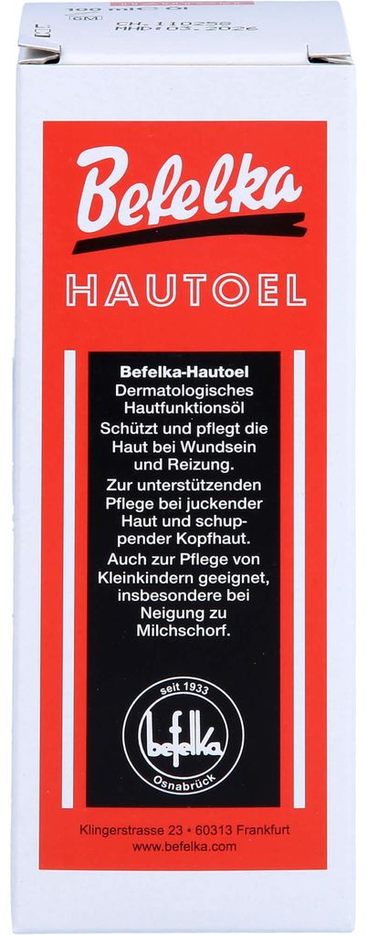 Befelka Hautöl schützt und pflegt die Haut bei Wundsein und Reizung, 100 ml Öl