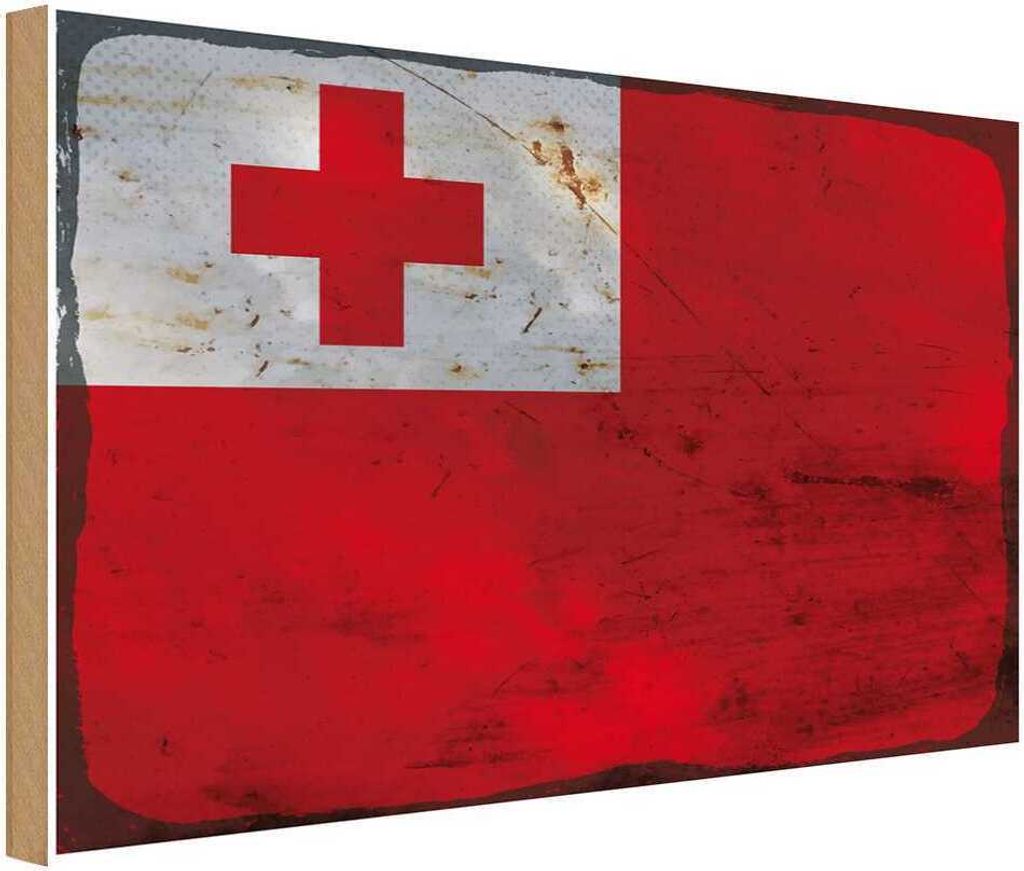 vianmo Holzschild 30x40 cm Tonga Flagge Fahne Wappen