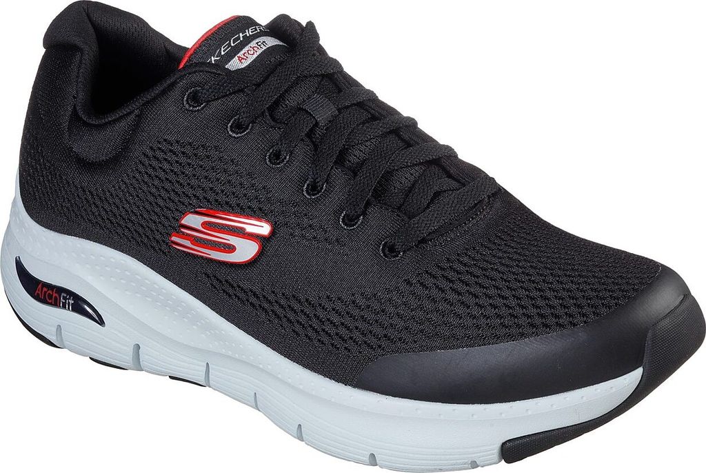 Skechers Arch Fit - Schwarz / Rot Polyester Größe: 45 Normal