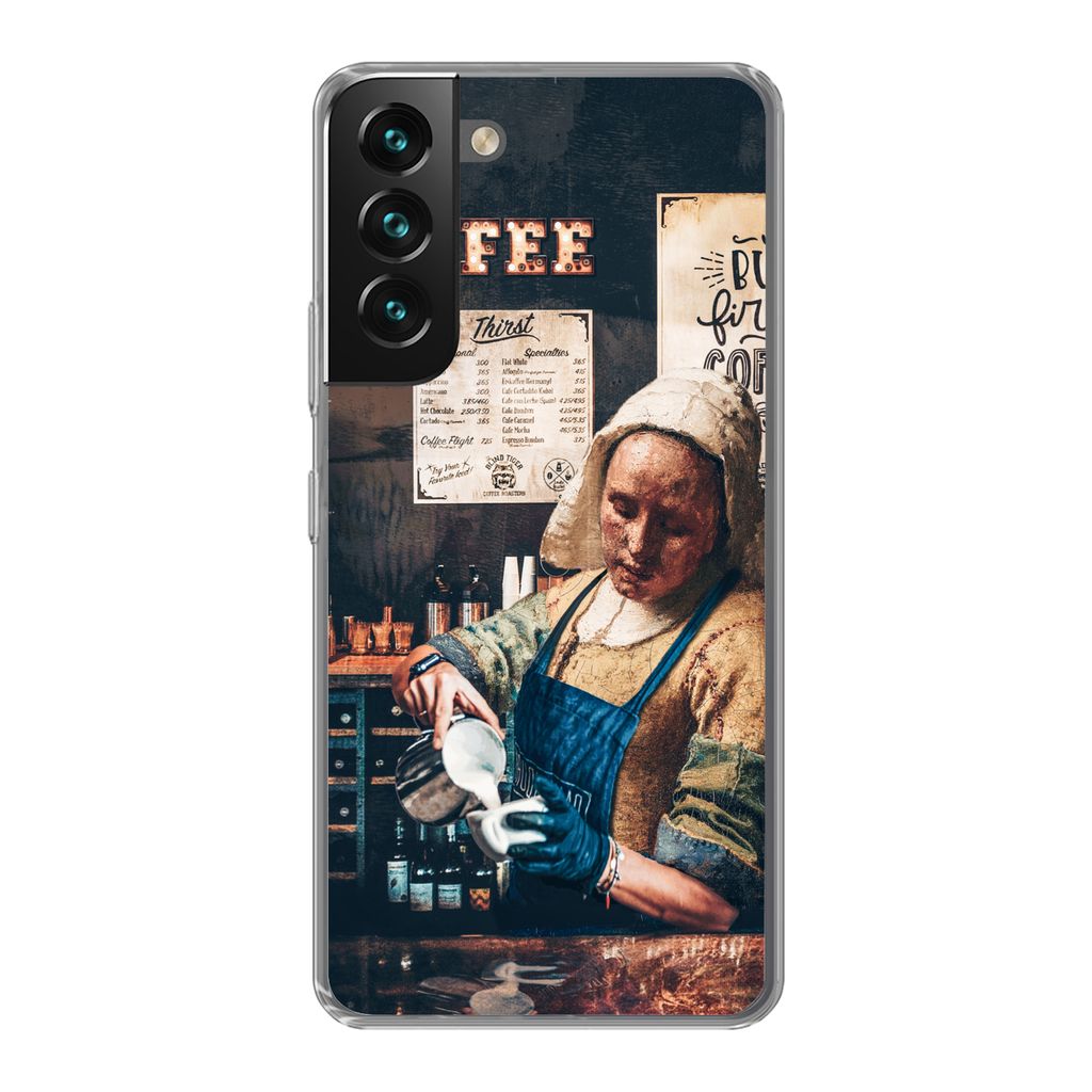 MuchoWow Handyhülle Schutzhülle Hülle für Samsung Galaxy S22 Plus Milchmädchen - Barista - Kaffee - Cappuccino Silikon Softcase Handy Hülle...