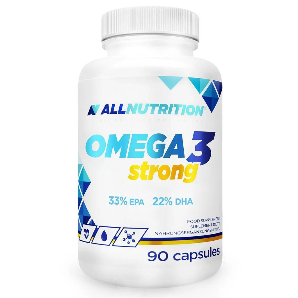 ALLNUTRITION Omega 3 Strong 90 Kapseln Omega-3 Fischöl EPA DHA Herzgesundheit Gehirnfunktion Nahrungsergänzung