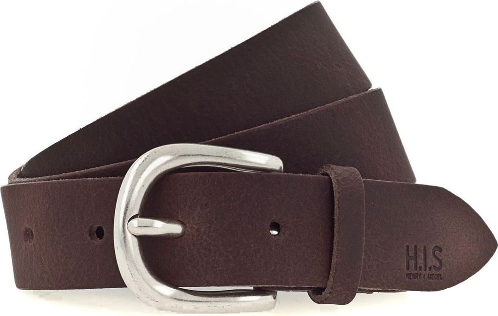 H.I.S Leder Gürtel 30mm Leather Belt W80 Dark Brown braun