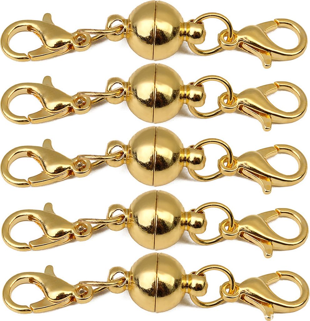 5 Stück Halsketten-Verbinder, vielseitig einsetzbar, runde Kugel, magnetisch, glänzend, kein Verblassen, DIY-Schmuck, reines Kupfer, Halskette, M...