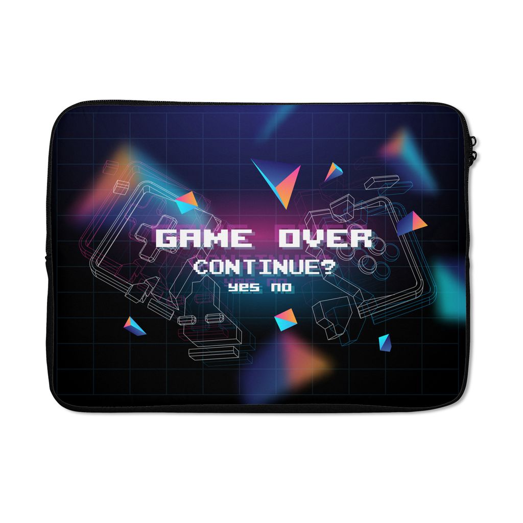 MuchoWow Laptop Hülle 14 ZollSpiele - Arcade - Game Over - Schwarz - Blau - Spiele Laptoptasche - Laptoptasche - Stoßsicher - Schutzhaube