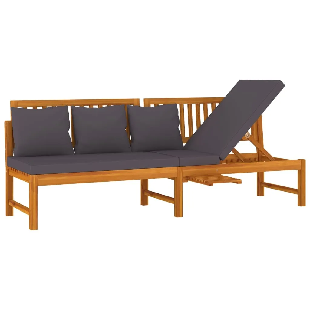 Lit de jour en acacia massif 200x60x75 cm avec coussins gris confort