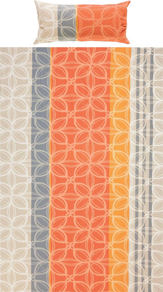 Erwin Müller Bettwäsche orange-grau-gelb 1x 155x200 cm + 1x 40x80 cm
