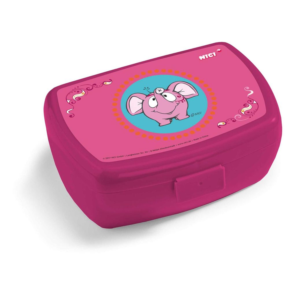 NICI Curcuma Elefant Brotdose, Brotbox, Vorratsdose, Vesperdose, Kunststoff, Pink / Bunt, 17 cm, 41876