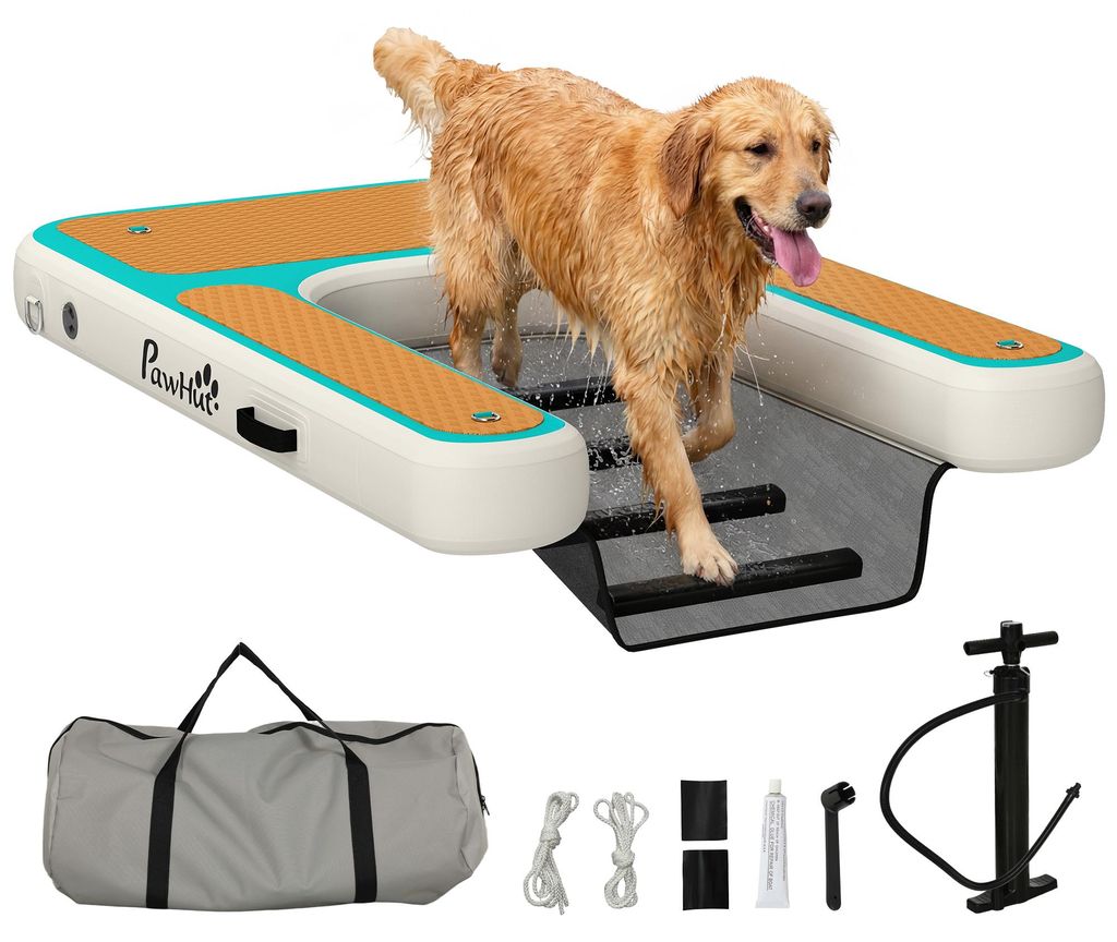 PawHut Aufblasbare Hunde Wasserrampe Tragbare Hunderampe Produktbild 