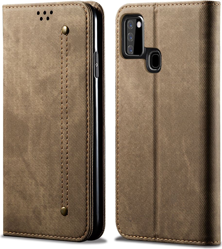 Galaxy A21S Hülle, LaimTop Denim Leder Brieftasche Produktbild 