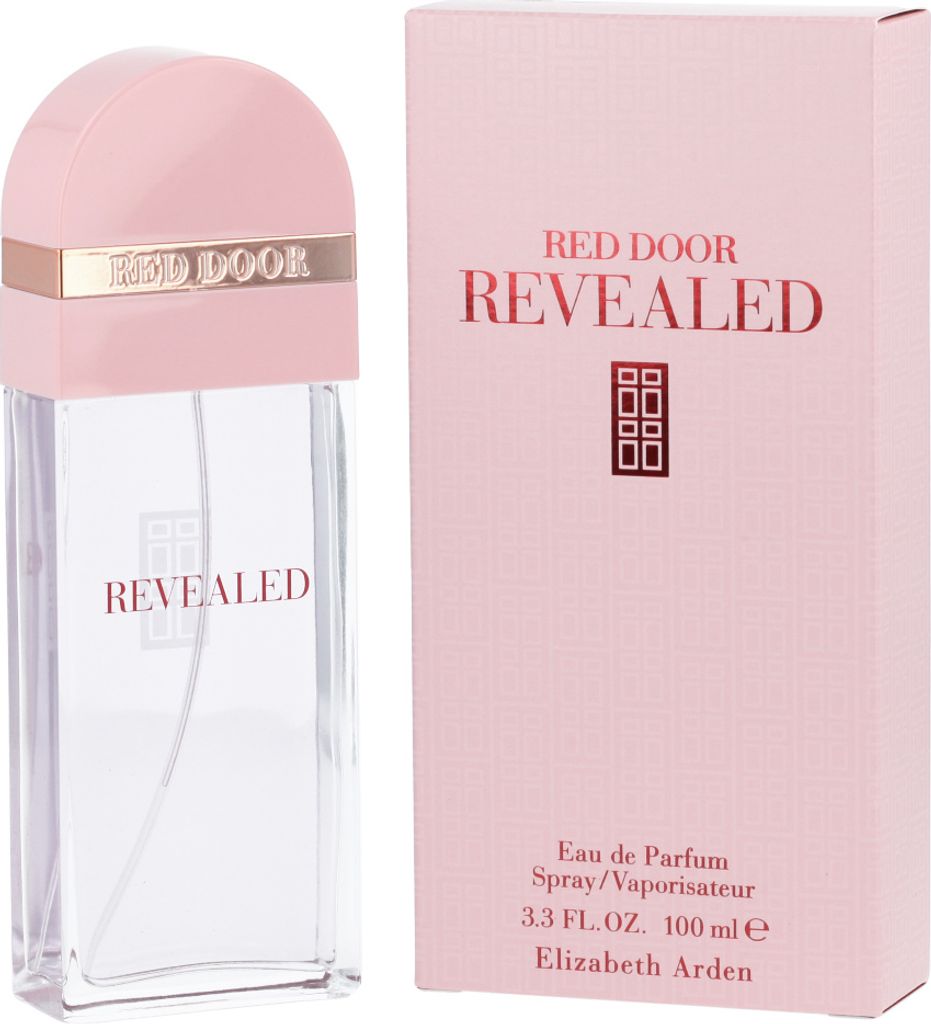 A perfume bottle and its packaging are displayed side-by-side against a white background.