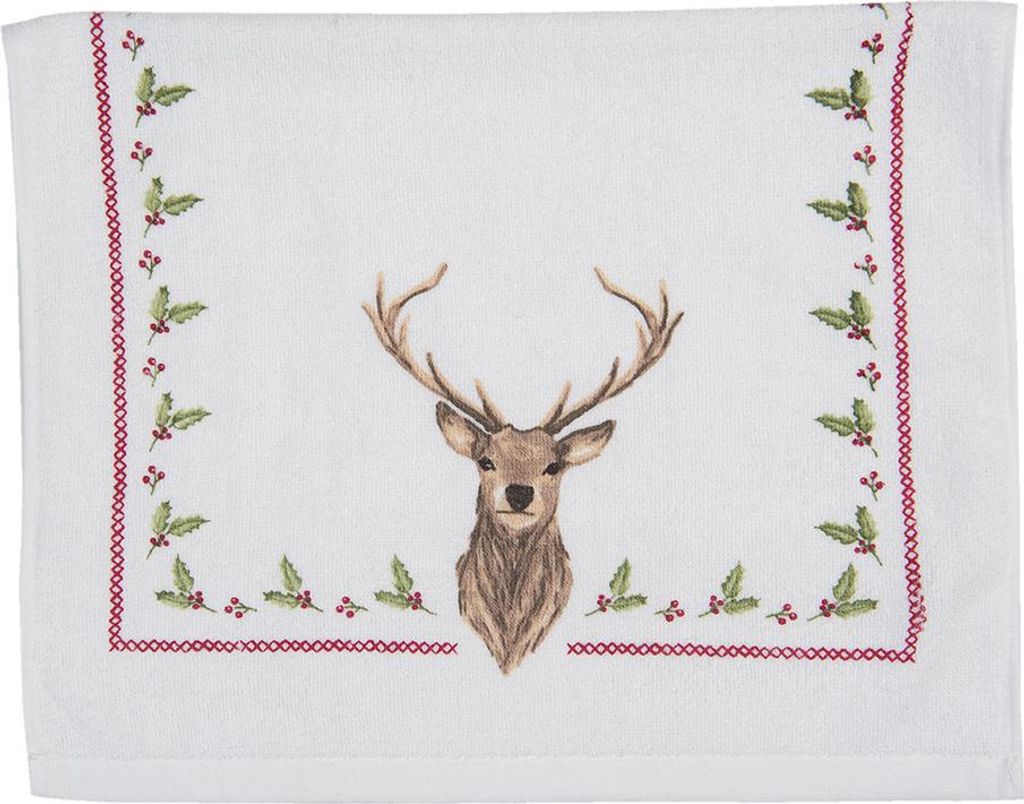 Clayre & Eef Gästehandtuch 40x66 cm Beige Braun Baumwolle Produktbild 