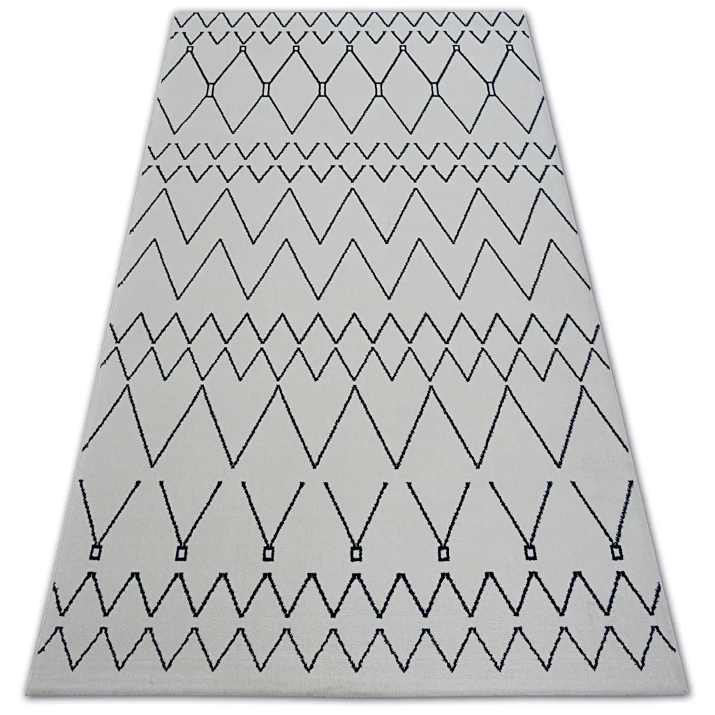 Grand tapis de salon 160x230 cm motif zigzag bleu et blanc SENSE Micro
