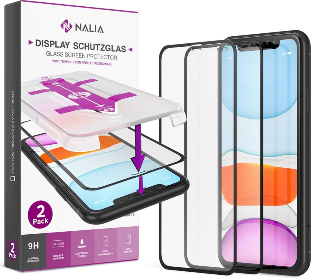 A product image showing a screen protector kit for a smartphone, including packaging and the product itself.