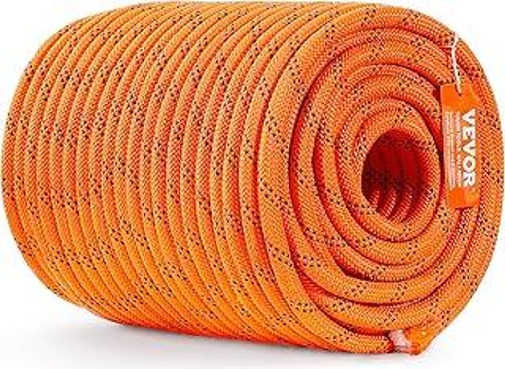 VEVOR Doppelt geflochtenes Polyesterseil, 1,27 cm x 67,7 m, 48 Stränge, 3600 kg Bruchfestigkeit, Outdoor-Kletterseil, Baumpflegeseil für Felswand...