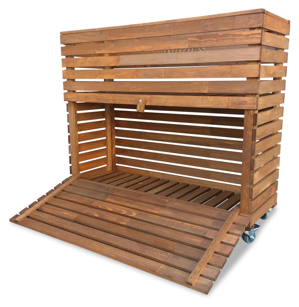 Multibox Hochbeet Holz 92x32x80cm mit Stauraum & Rollen Produktbild 