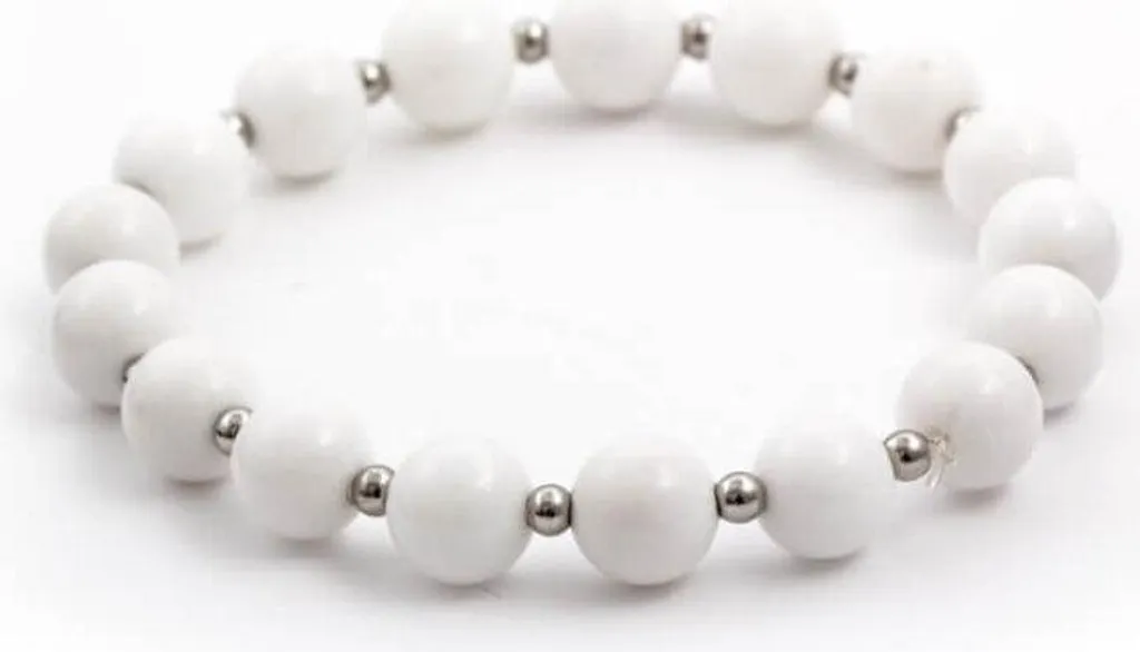 Bracelet de perles de jade blanc MINK31/17 - Bijou naturel élégant