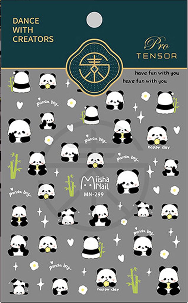 Cartoon Panda Nail Art Sticker 5D Bambus Buchstabe Wasserdicht PET Selbstklebend Frauen Mädchen Gefälschte Nagel Dekoration Aufkleber Party Suppl...
