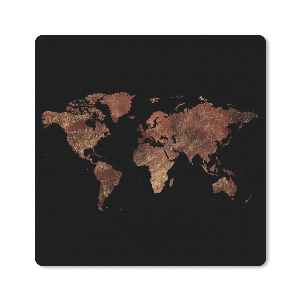 MuchoWow Mauspad Mousepad Weltkarte - Vintage - Braun 20x20 cm - Mousepads - Maus Mat - Pad - Mausunterlage - Desk Mat - Bureauartikeln