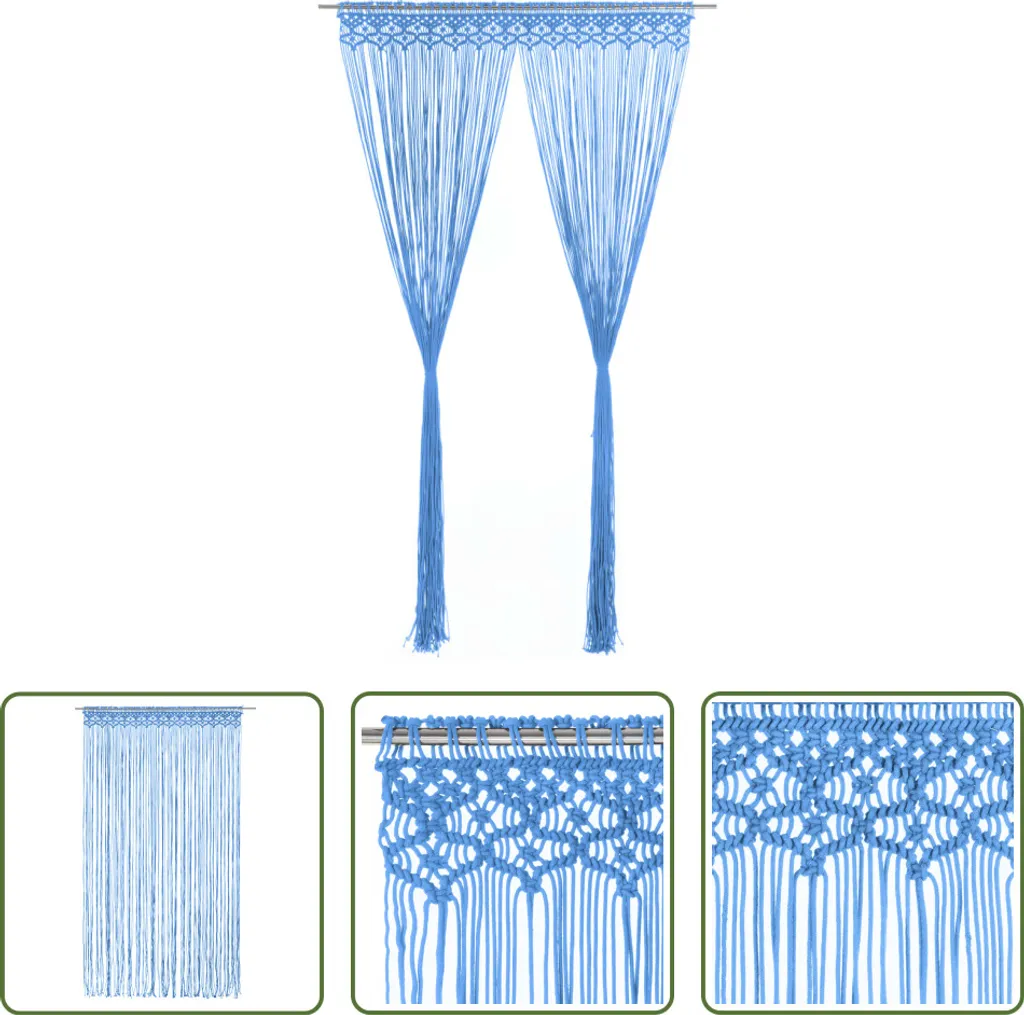 Tenda Macramè Blu 140x240 Cotone The Living Store - Offerta Limitata