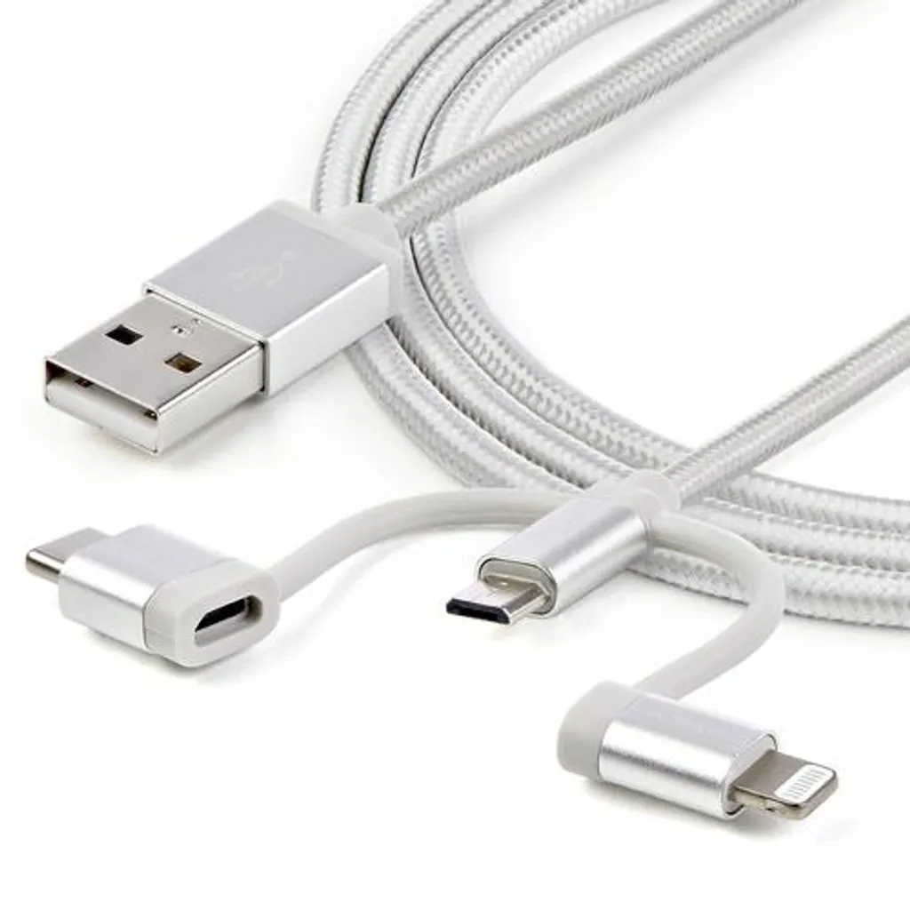 StarTech.com Câble USB Lightning et USB-C Micro-B 1m Tressé Argent