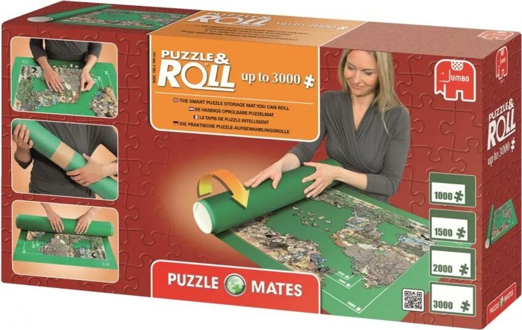 Jumbo Spiele 17691 Puzzle Mates - Puzzle & Roll Tapis de Rangement Vert