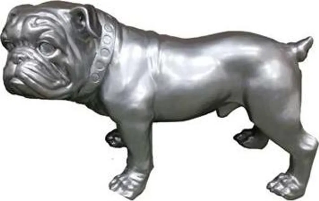 Sculpture de chien argentée au style abstrait et finitions miroir luxe
