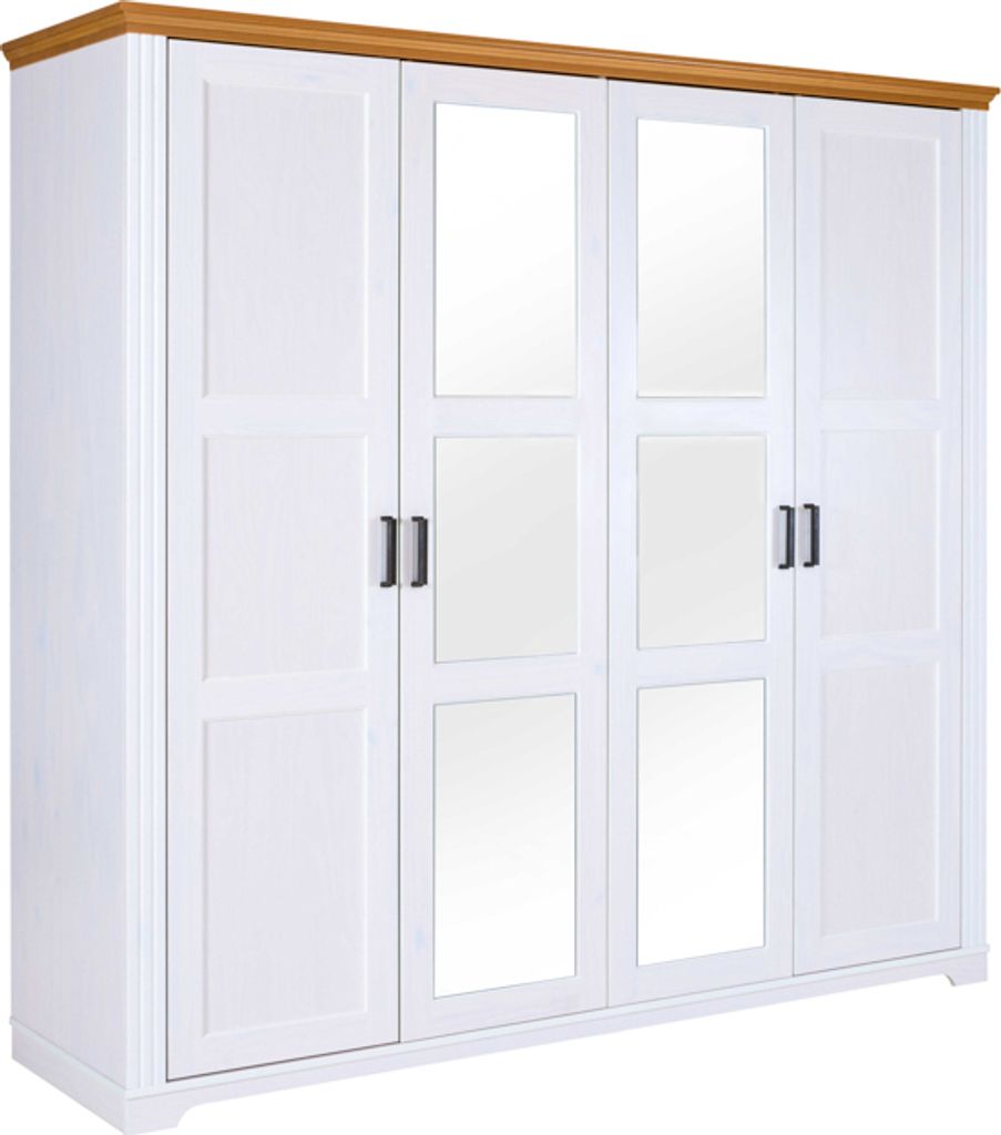 Inter Link Maluno Kleiderschrank Massivholz Kiefer Weiß/Oak Colori