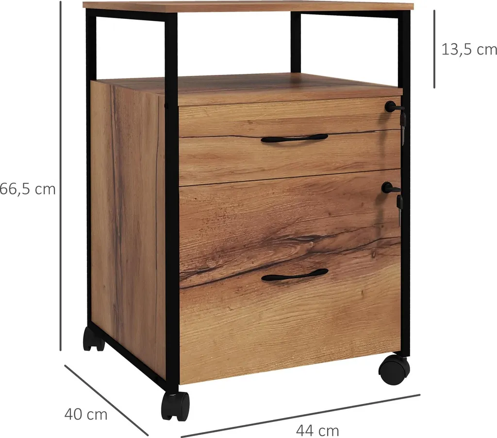 Caisson de bureau verrouillable à roulettes style industriel vintage
