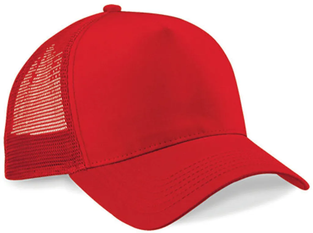Trucker Retro Cap Beechfield Snapback Cap 5-Panel vari colori Colori (rosso classico)