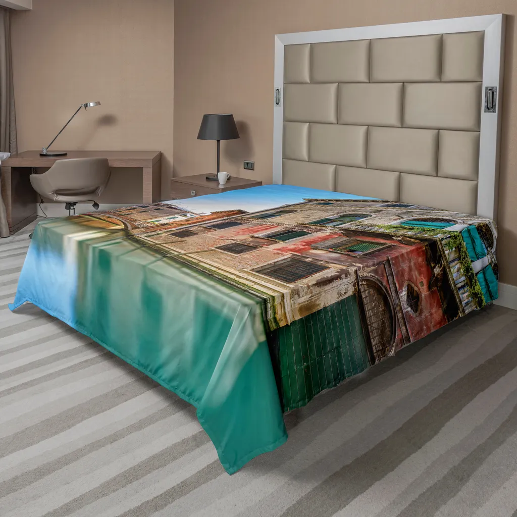 Drap de lit grand format pour lit deux personnes motif Italie Venise