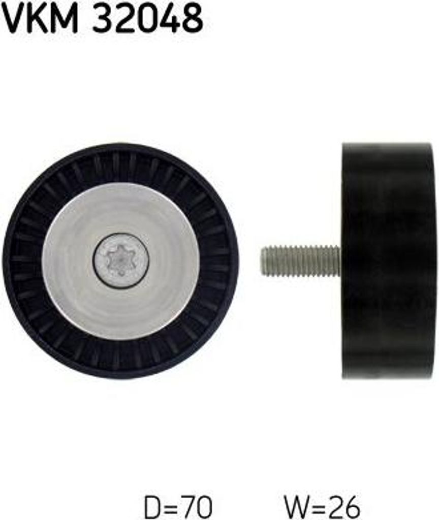 SKF VKM32048 Umlenk-/Führungsrolle, Keilrippenriemen OE 51758383 kompatibel mit Alf. 159, Brera, Giulietta, Mito, Spider, 500L, Bravo, Croma, Dobl...