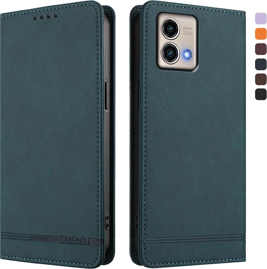 Hülle für Motorola Moto G Stylus 5G 2023, Retro Kunstleder Ständer Klapphülle mit Kartenfächer und Magnetische Grün