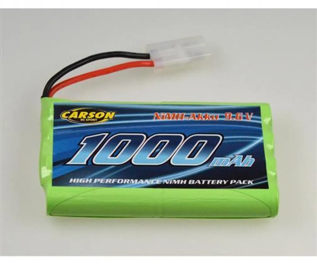 Batterie Carson NiMH 9,6V Haute Densité 1000mAh avec Connecteur Tamiya