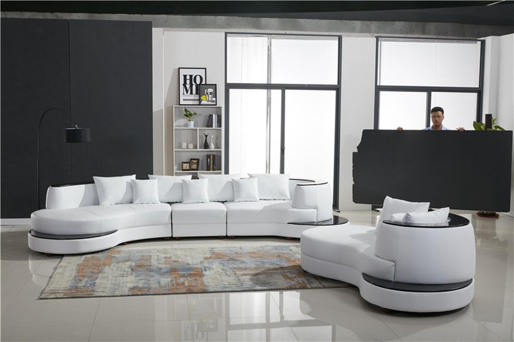 Leder Sofa Ecksofa Wohnlandschaft Rund Couch Sitz Polster Produktbild 