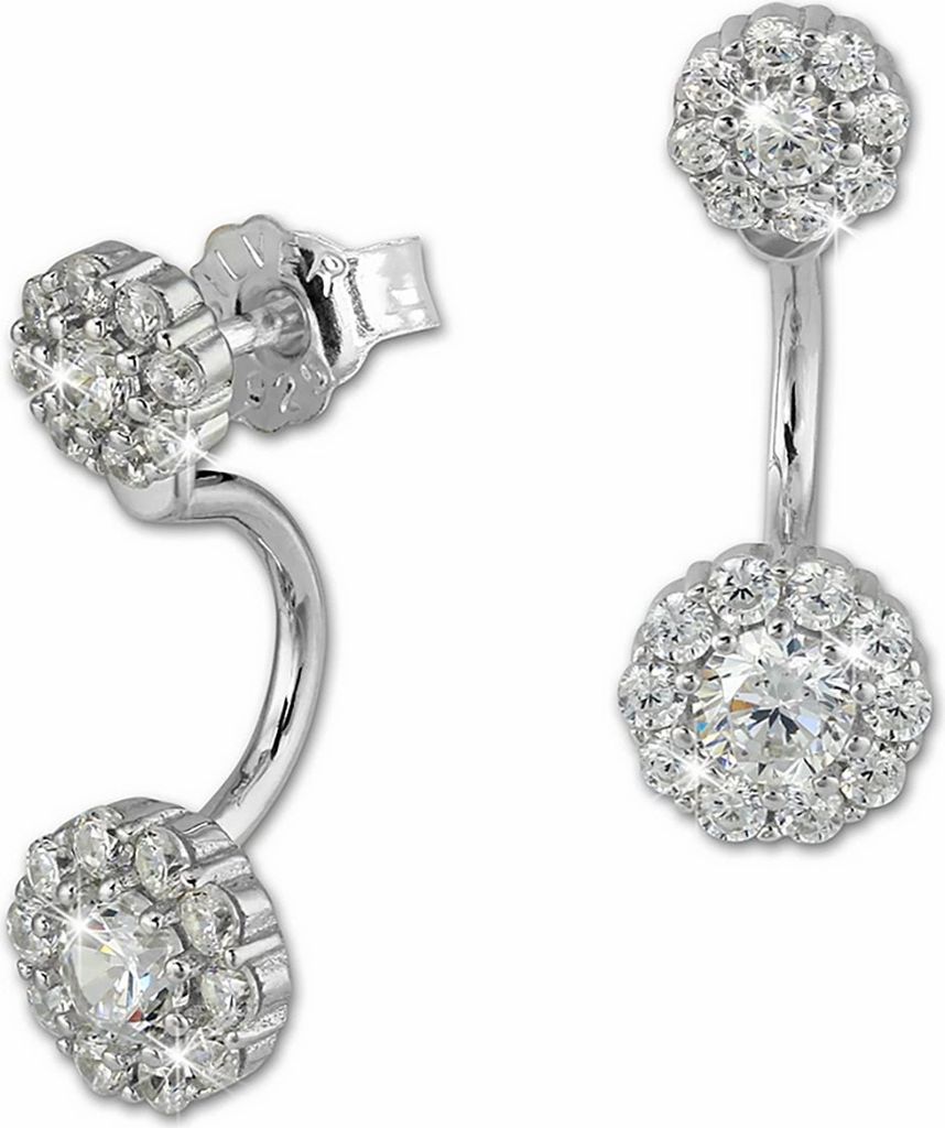 SilberDream weiß Ohrringe Ear Cuff Blume Zirkonia 925 Silber Ohrstecker GSO420W