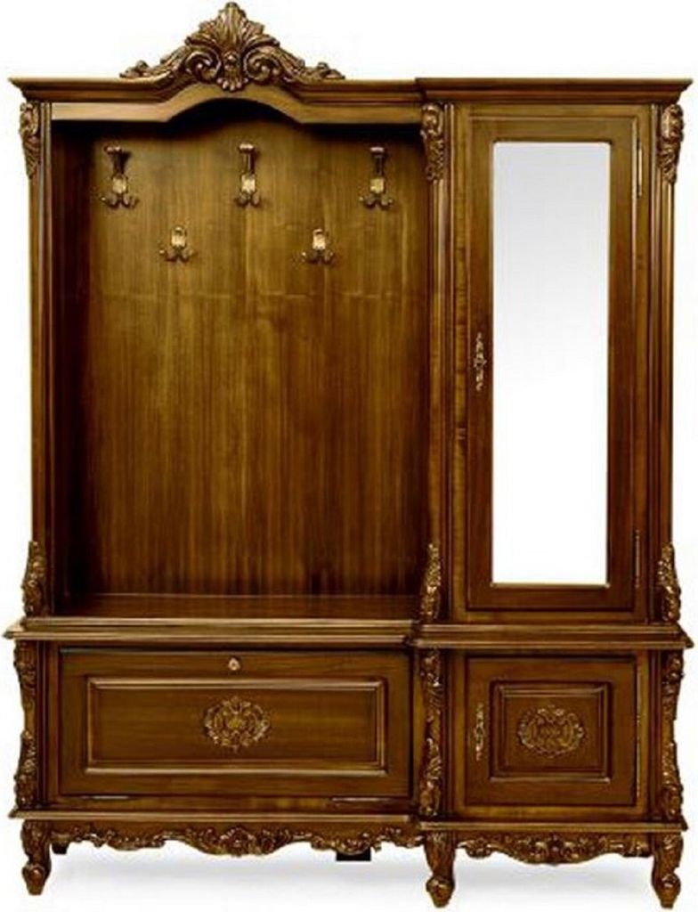 Casa Padrino Luxus Barock Garderobe Dunkelbraun - Massivholz Garderobenschrank im Barockstil - Luxus Garderoben Möbel im Barockstil - Edel & Prunk...