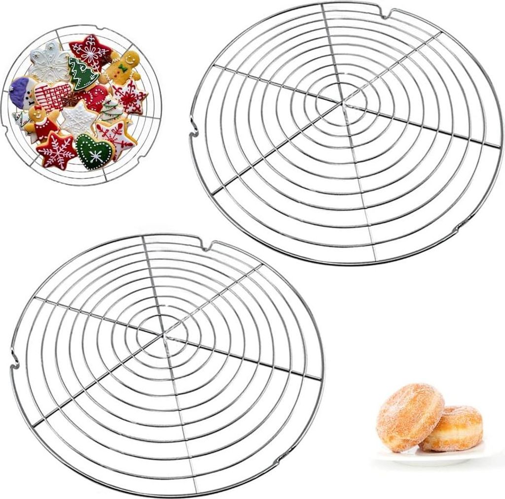 Abkš¹hlgitter,2 Stš¹ck Rund Kuchen Kuchenrost 30.5cm,Rostschutz Metall Kuchenauskš¹hler,Kuchengitter fš¹r gleichm??iges und schnelles Ausk...