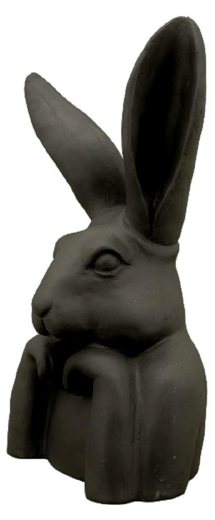 Origineller Osterhase als Büste in mattem Schwarz im Shabby-Landhausstil (groß ca. 37 cm hoch)