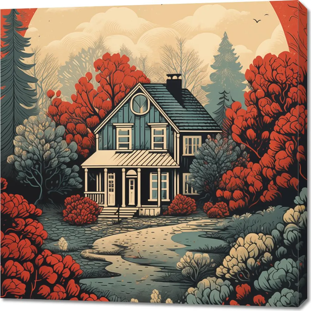 Décoration murale Idylle rustique - Grand tableau carré 90 x 90 cm