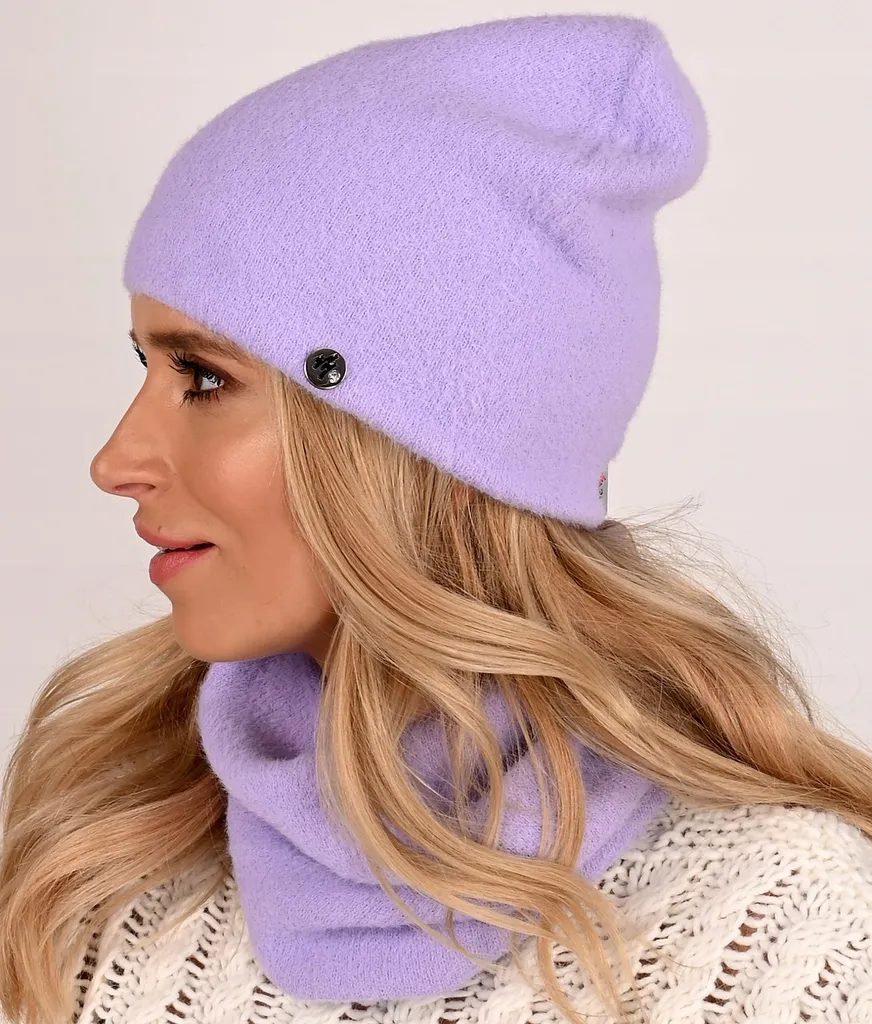 Set Invernale Viola Berretto e Sciarpa Alpaca Donna Mod. AL1 - 11
