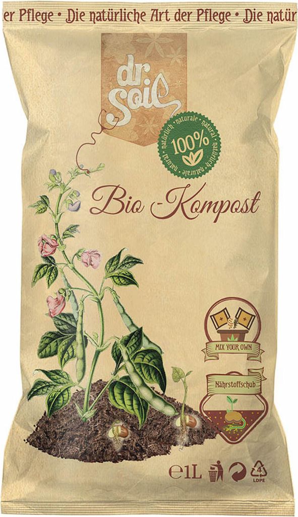 Dr.Soil Kompost zur Anreicherung von nährstoffarmen Böden im 1L Beutel