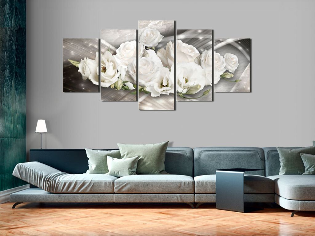 Akustikbild Abstrakt Blumen 200x100 cm Bilder Akustikschaum Hochleistungsschallabsorber Schallschutz Leinwand 5 tlg Wandbild Raumakustik Schalldäm...