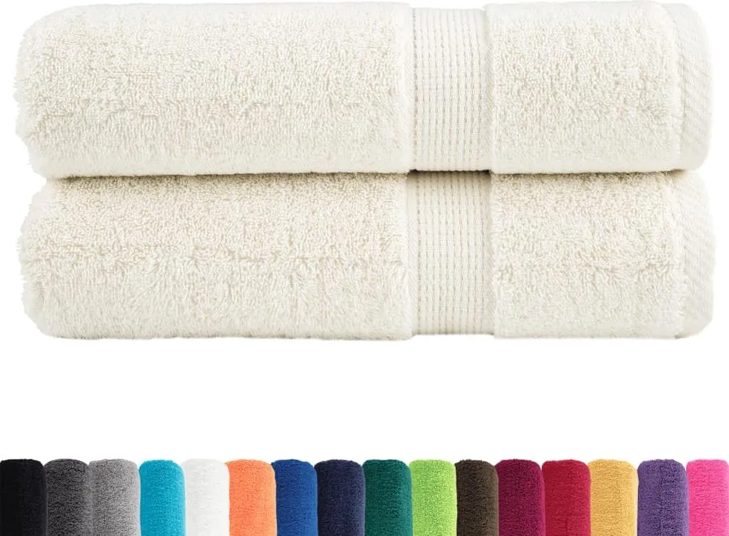 Serviette de bain épaisse et douce SOLUND Premium crème 600g/m² x2