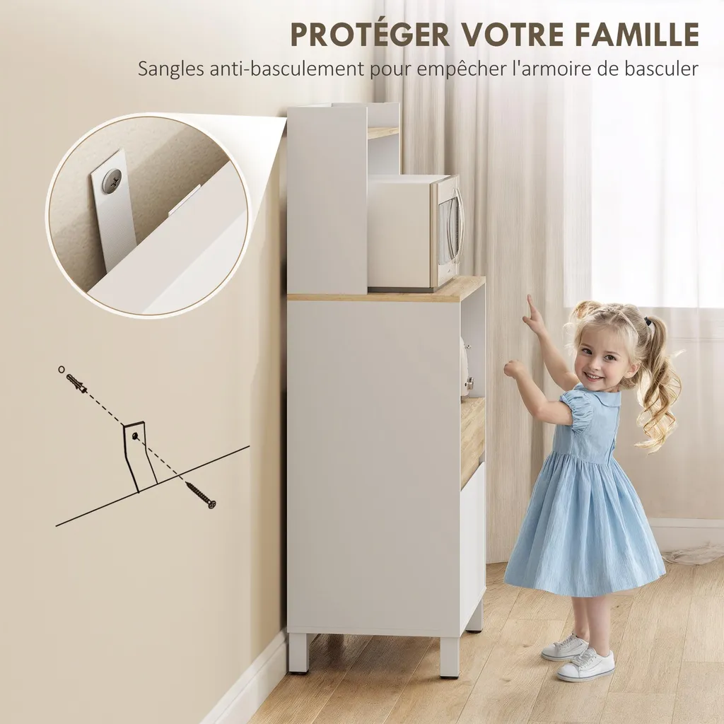 Aménagez votre cuisine avec ce meuble micro-ondes gain de place 60 cm - 6