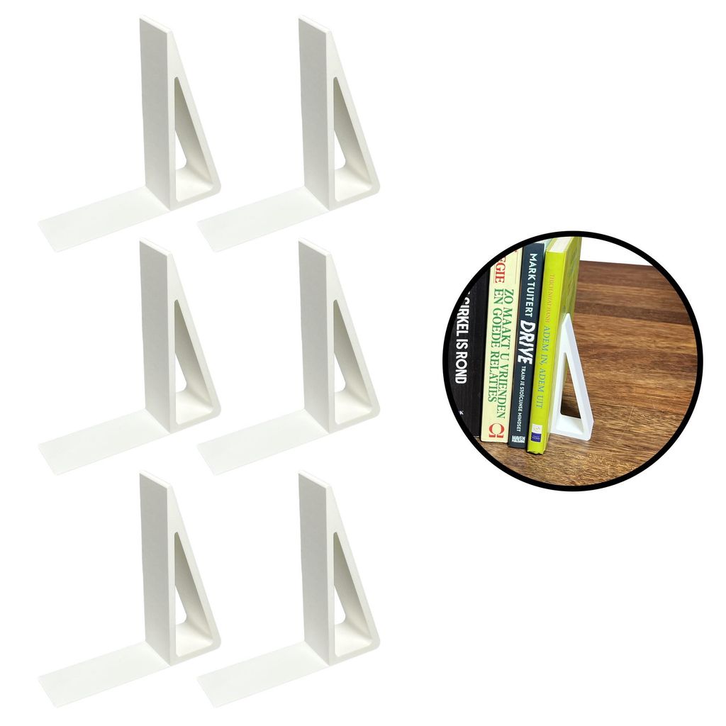 Buchstützen - Weiß - 6er Set - Unsichtbare Buchstütze für Produktbild 